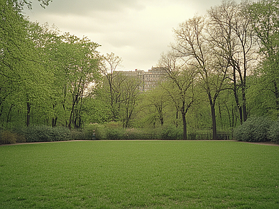 现代风景 公园森林草坪