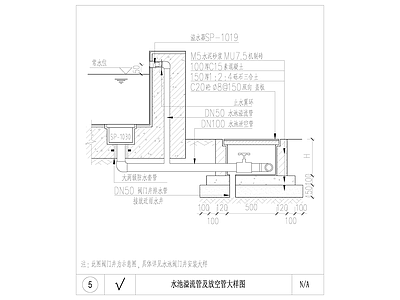 给排水节点详图 溢流管大样 排空管大样 水景排水大样 施工图