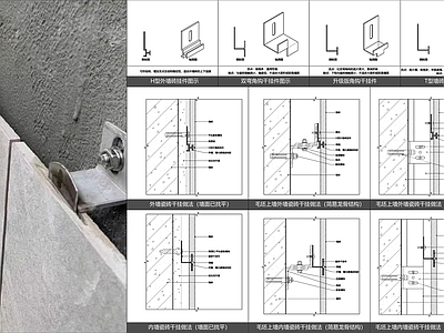 现代墙面节点 瓷砖干挂系统节点 岩板干挂节点 岩板上墙节点 护墙板 家装节点 施工图