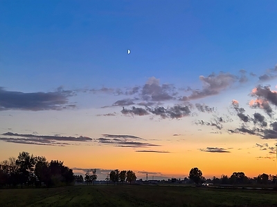 现代新中式风景 背景 田野背景 黄昏背景