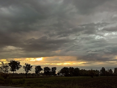 现代新中式风景 田野背景 黄昏背景 多云背景 晚霞 夕阳