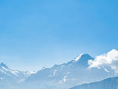 现代风景 雪山背景 雪景山峰 远山 白天天空 晴朗干净的天空