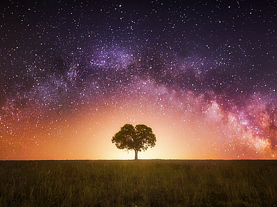 现代风景 星空 夜景 背景图片