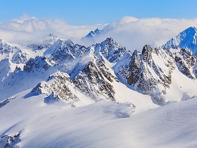 北欧风景 雪山 群山 雪景