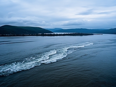 现代风景 洪水 河流 白天 清晨