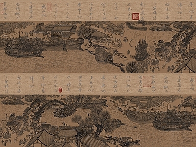 中式壁画 清明上河图壁画 山水壁画 艺术壁画