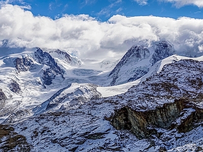 北欧风景 雪山 雪景