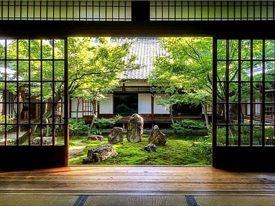 现代其它外景 禅修 日式庭院 窗外景