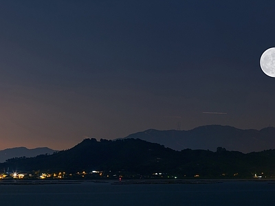 现代意式风景 夕阳 夜晚 天空 黑夜 山