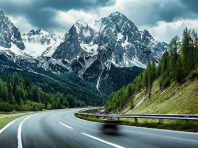 现代欧式风景 山 公路