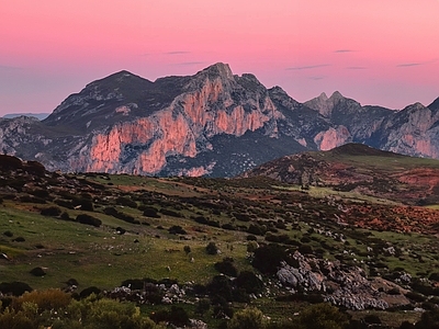 现代欧式风景 夕阳 山 草地