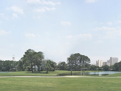 现代新中式城市外景 广场外景 白天城市外景 公园外景 草坪