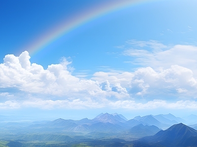 现代天空外景 彩虹天空外景 白天天空