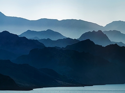 现代新中式风景 山 雾气