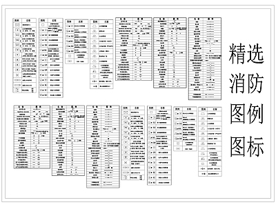 现代标识图库 消防图例图标 消防图例标识 消防图标标识 施工图