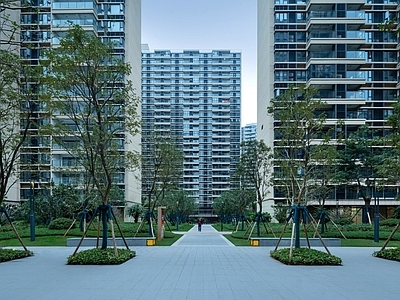 现代新中式城市外景 白天城市外景 广场外景 道路外景