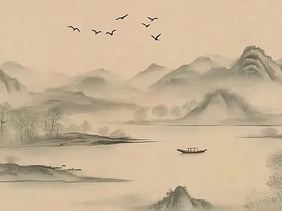 中式风景 中式山水壁画壁纸