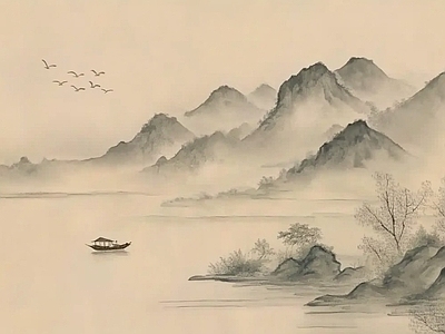 中式风景 中式山水壁画壁纸