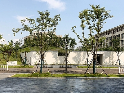 现代新中式城市外景 白天城市外景 广场外景 道路外景