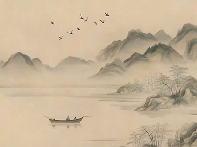 中式风景 中式山水壁画壁纸