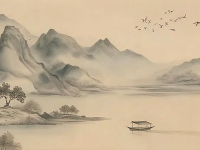 中式风景 中式山水壁画壁纸