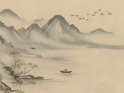 中式风景 中式山水壁画壁纸