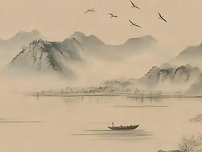 中式风景 中式山水壁画壁纸