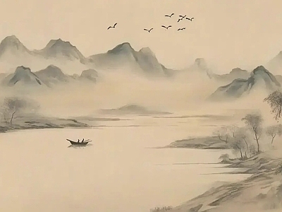 中式风景 中式山水壁画壁纸