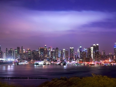 现代新中式城市外景 夕阳城市 夜晚城市 道路外景