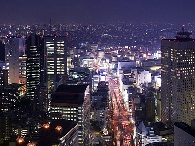 现代新中式城市外景 夜晚城市 夕阳城市 道路外景