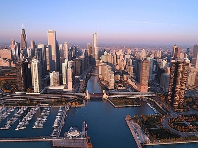 现代新中式城市外景 夜晚城市 夕阳城市 道路外景