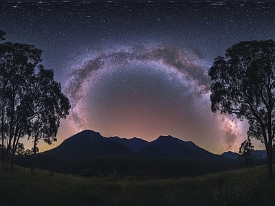 现代天空HDR 夜景星空极光全景