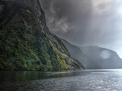 现代新中式风景 白天 山 瀑布 海洋 湖泊