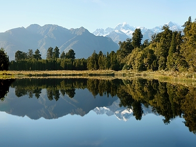 新中式现代风景 山 海洋 白天 湖泊