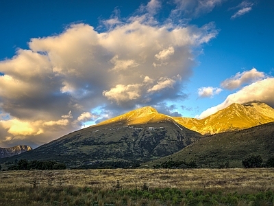 新中式现代风景 山 夕阳 白天