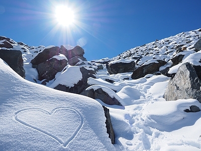 现代新中式风景 白天 夕阳 雪景 山