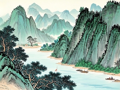 新中式现代挂画 水墨画 国画 风景 山水 武夷山