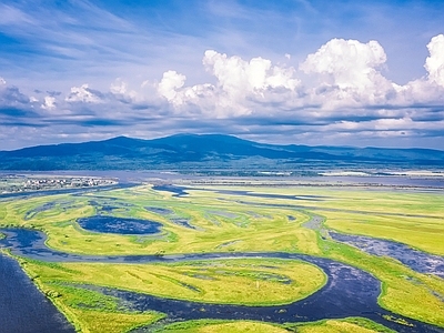 现代风景 鸟瞰外景 农田 白天