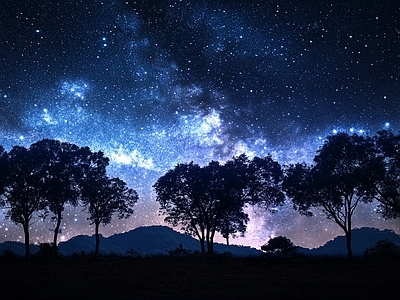 现代天空HDR 夜景星空极光全景