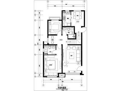 别墅 复式 样板间 平面布置图 别墅吊顶图 地坪图 施工图