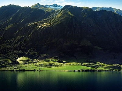 现代北欧风景 山 白天