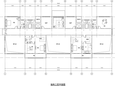 现代别墅建筑 独栋别墅 四层别墅 平面图