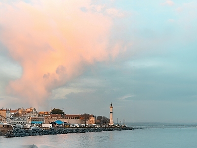 现代风景 海洋 海岸 天空 夕阳