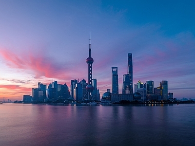 现代城市外景 夕阳城市 广场外景 上海滩