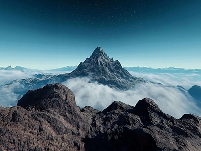 现代风景 山 白天 云 雾