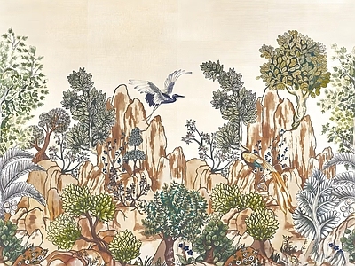 法式复古壁画 山水壁画 花鸟壁画 艺术壁画 法式壁纸 复古壁纸