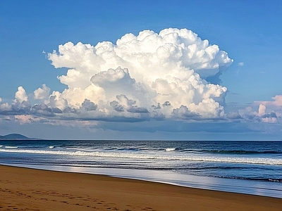 现代天空外景 白天天空 海滩