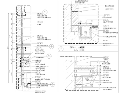 现代墙面节点 大堂装饰背景墙身 施工图