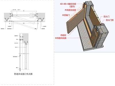 现代门节点 管道井双道门节点 隐形门节点 管道井暗门节点 暗门节点 消防箱暗门节点 施工图