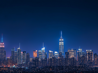 现代城市外景 城市傍晚夜景